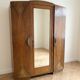 Antique Art Deco wardrobe in wood with mirror