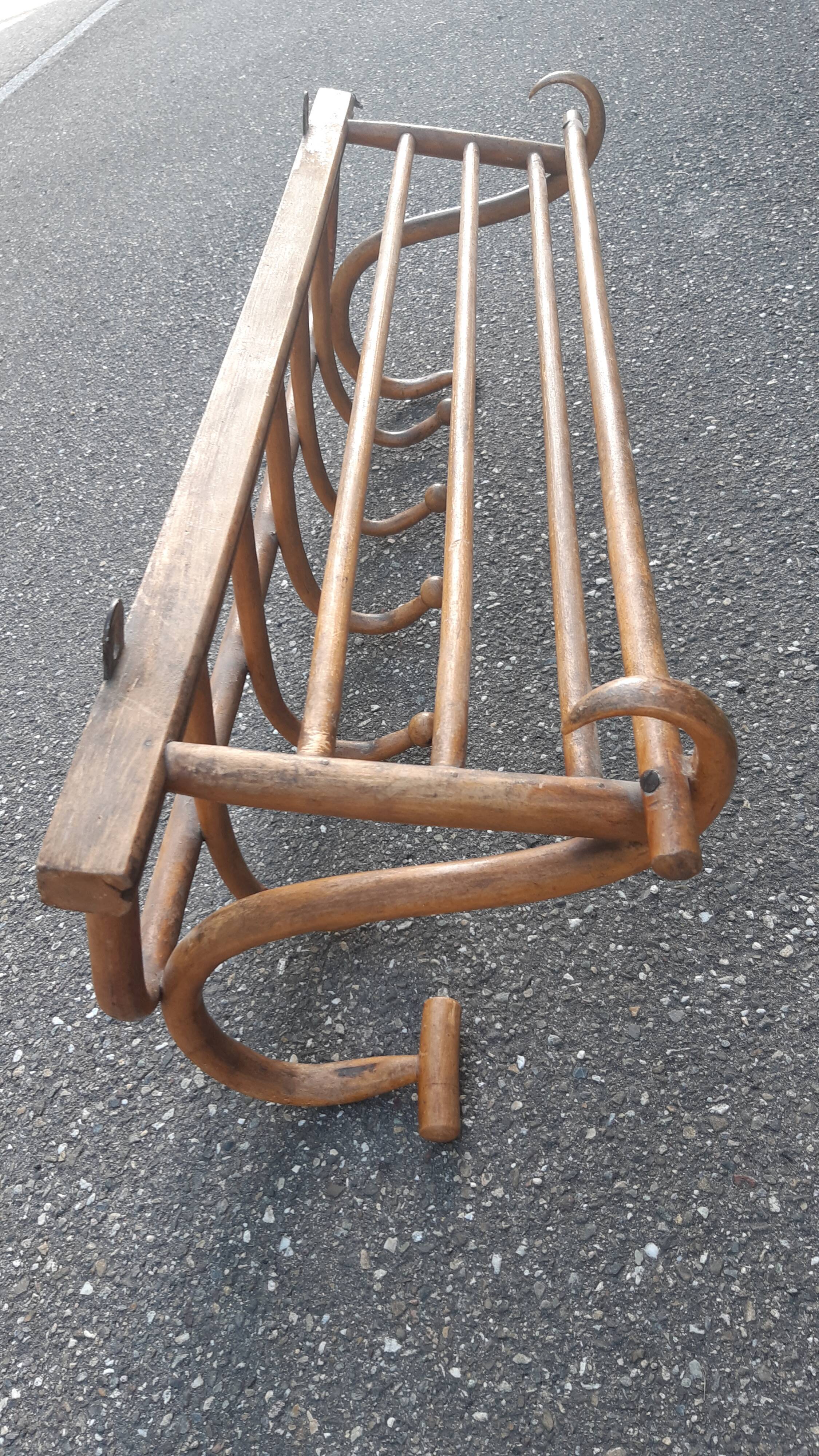 Coat rack bistro curved wood early twentieth century