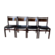 4 chaises à repas en palissandre et simili cuir marron - 1960