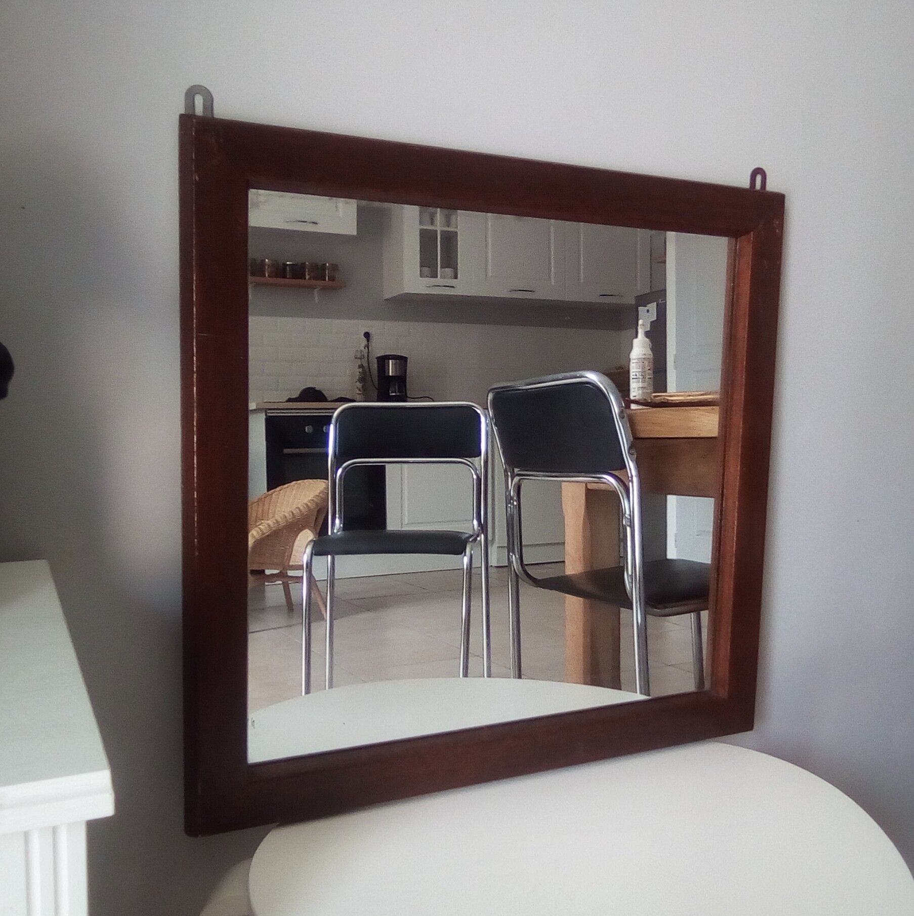 Scandinavian mirror 57-57 50s in solid teak
