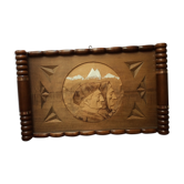 Old carved solid wood top, with glass plate - 50s