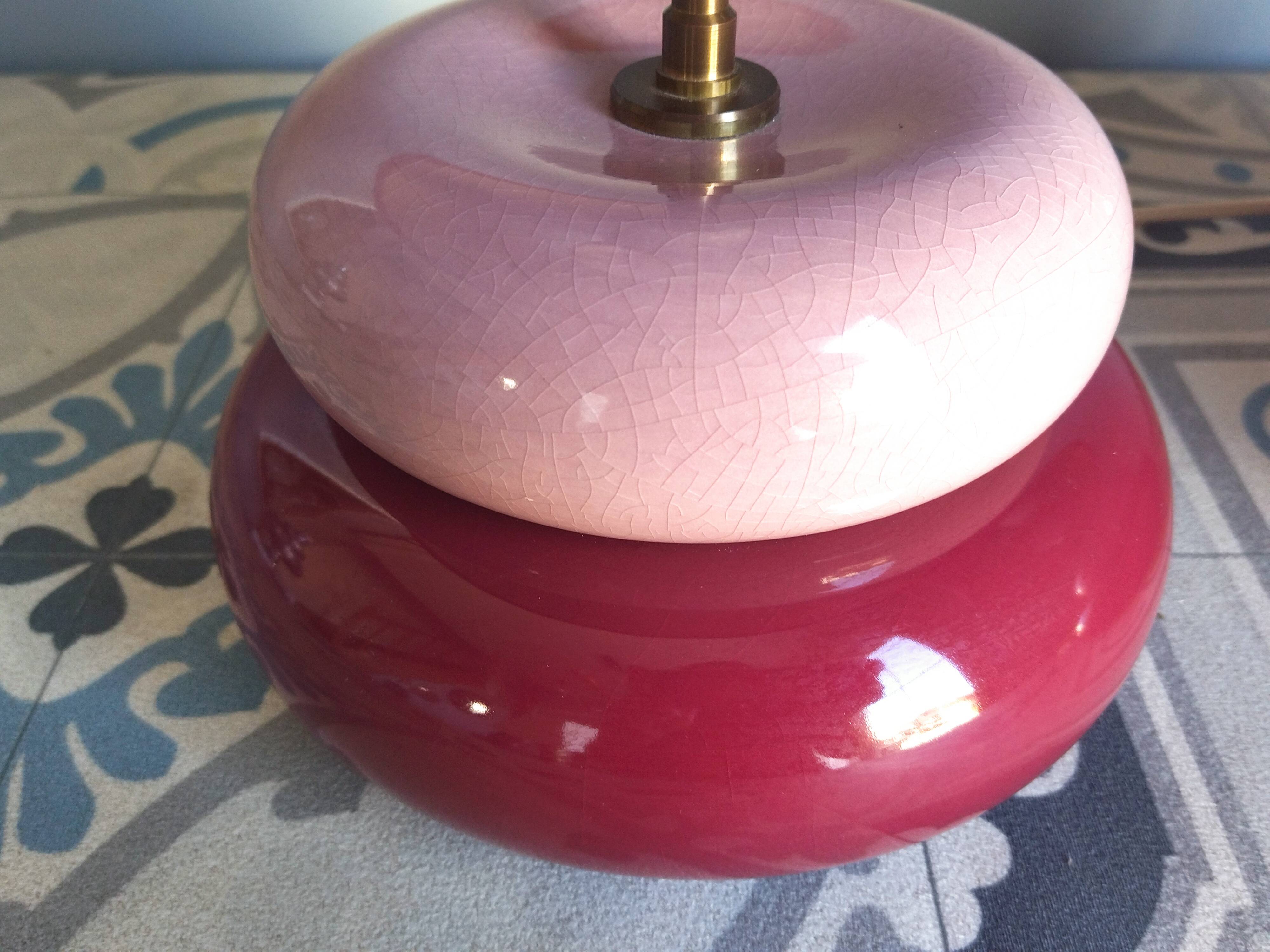 Paire de lampe Kostka vintage, modèle sumo fuschia