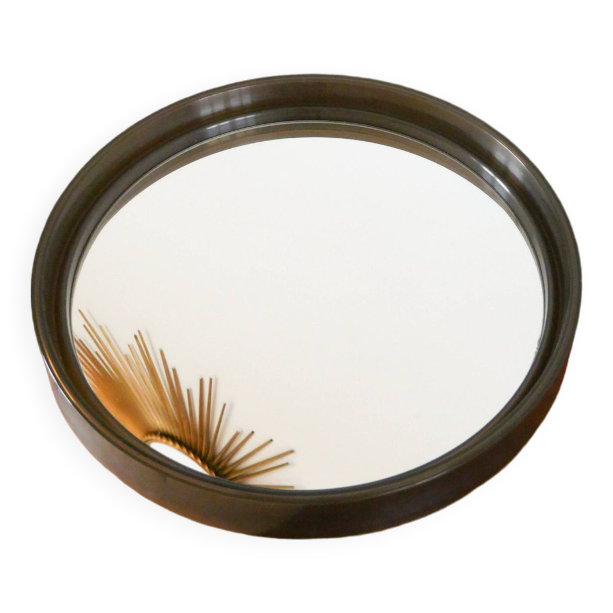 Gray plexi cap mirror Made in France Registered model, Design, 1970