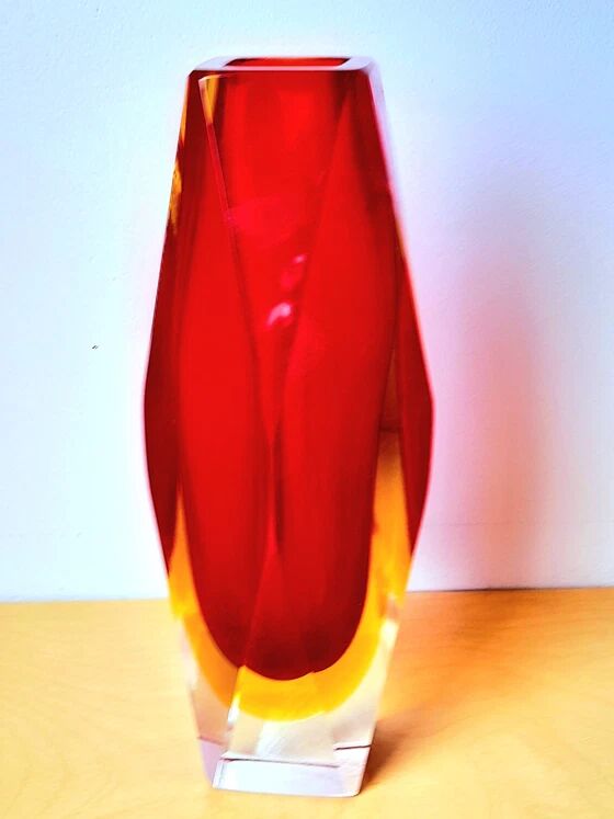 Sommerso vase prism, Flavio Poli, Murano 1970