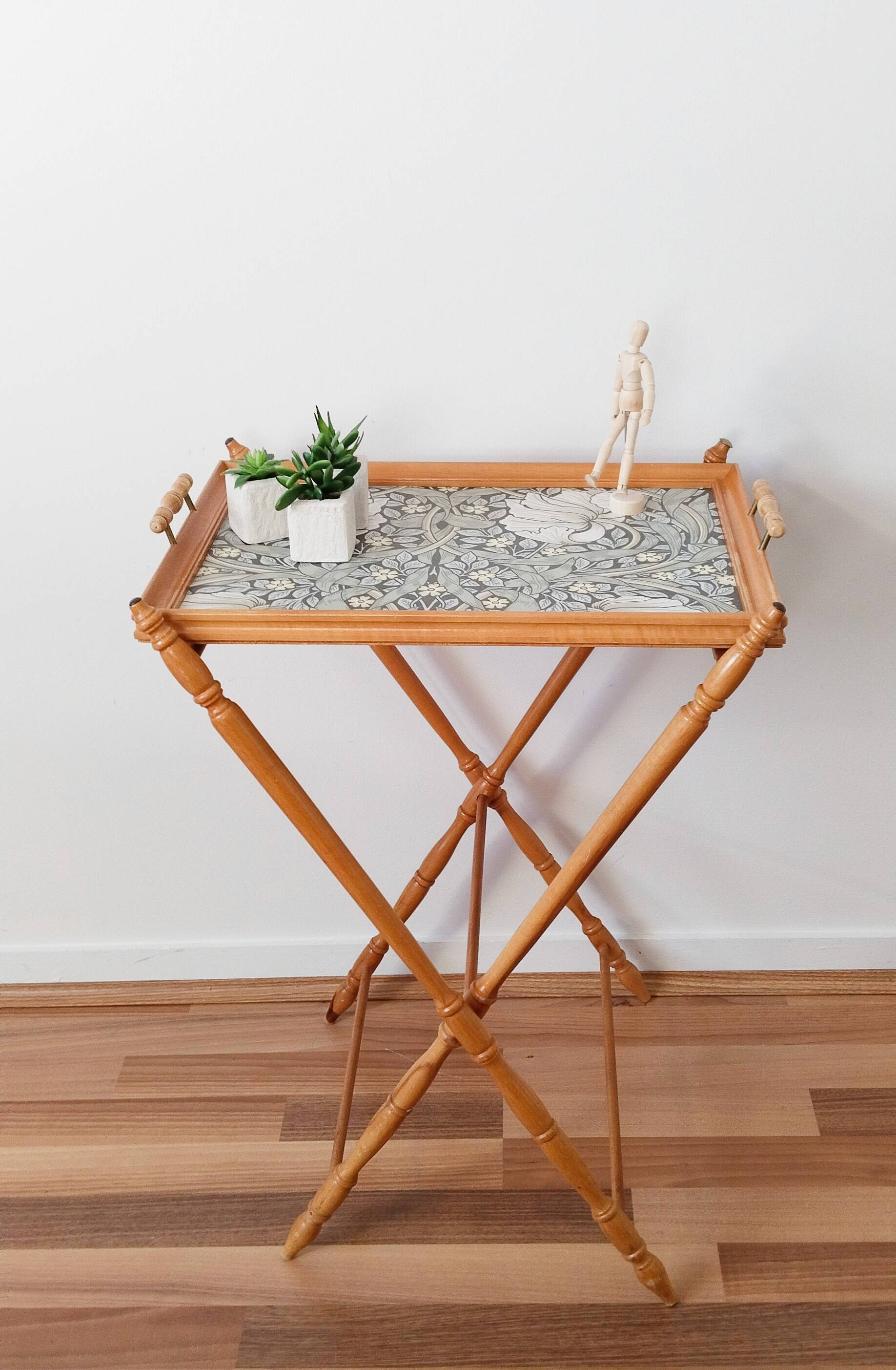 Wooden tray table, folding, vintage, side table