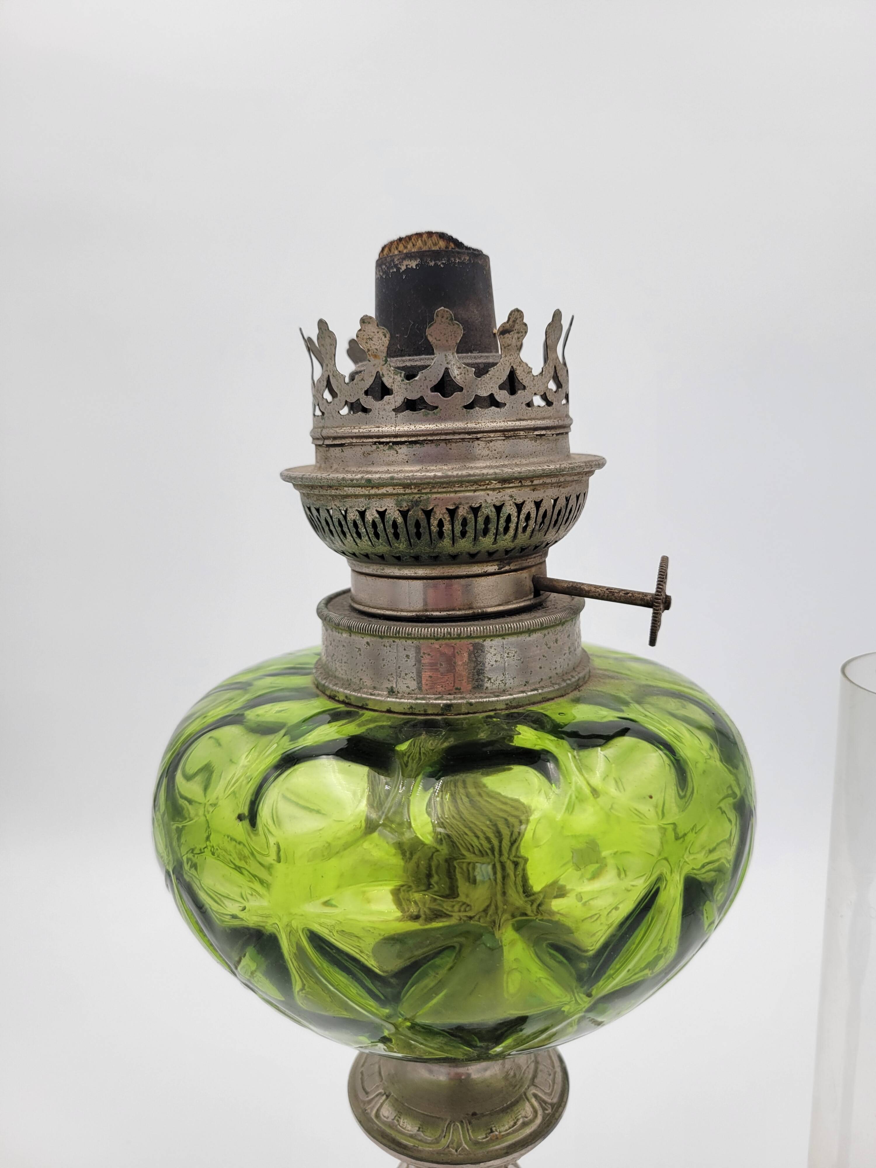 Green vintage oil lamp