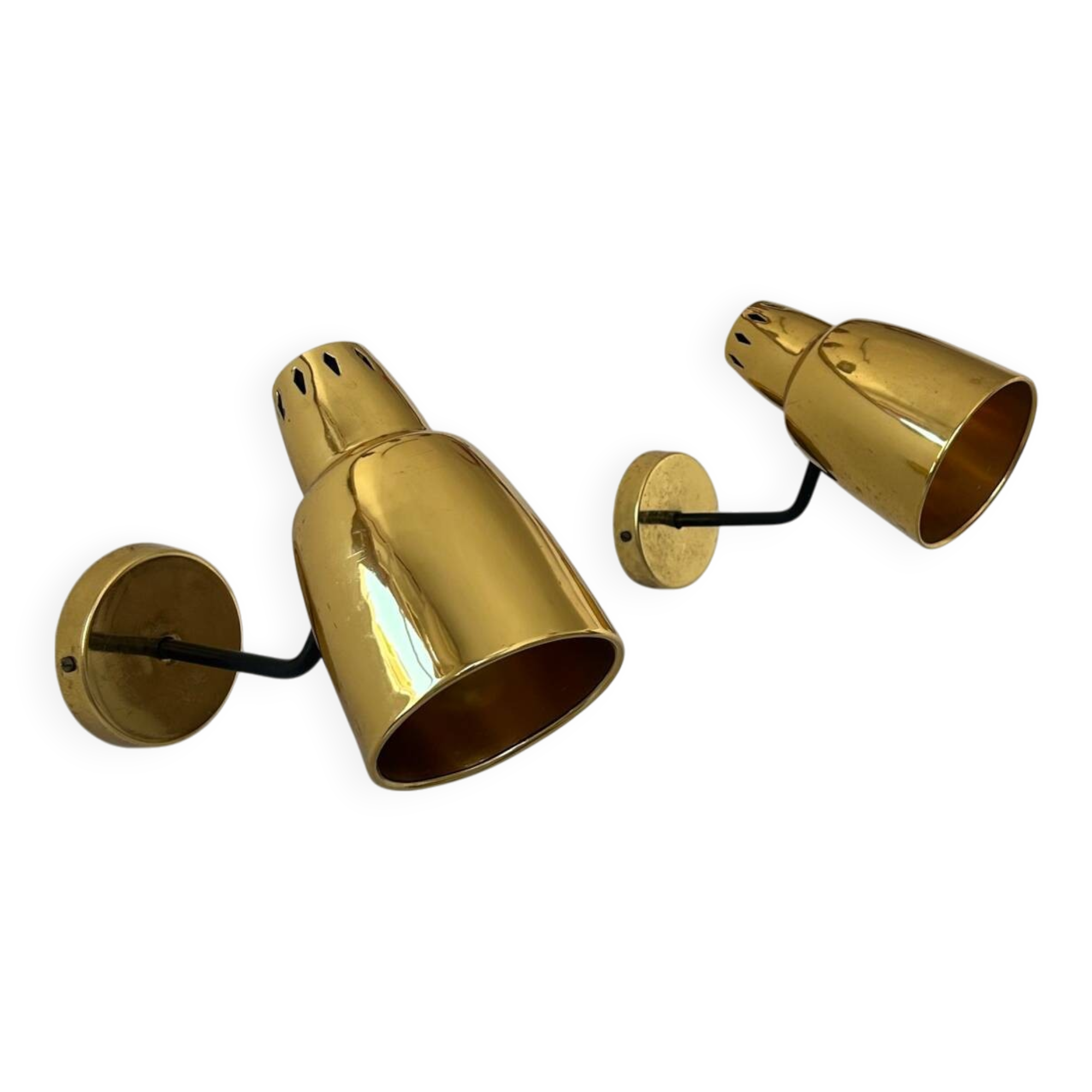 Pair of vintage adjustable wall lights, brass, France 1960