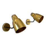 Pair of vintage adjustable wall lights, brass, France 1960