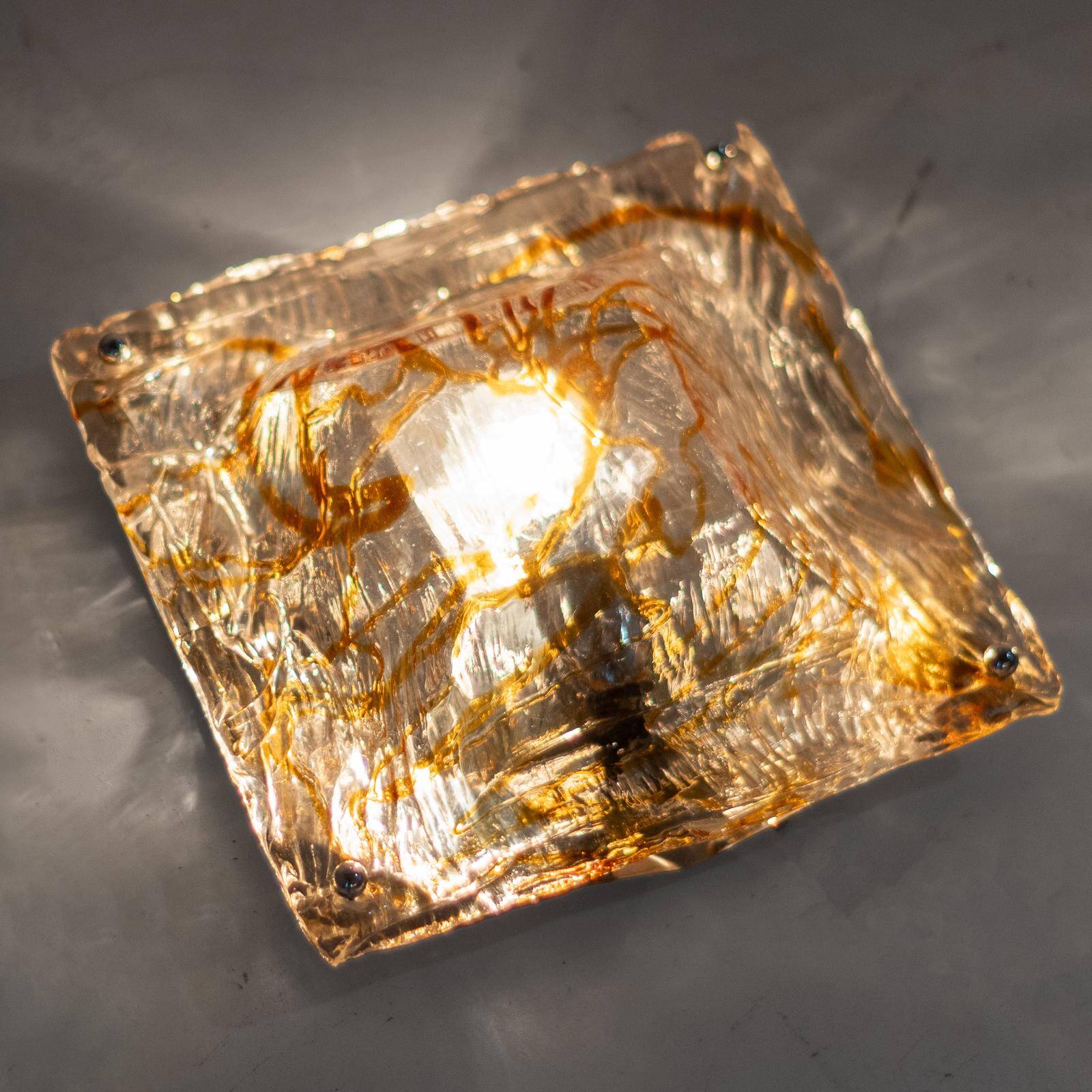 1970s Pair of “Diamante” Murano Glass Wall Sconces by Mazzega