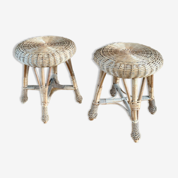 Pair of vintage bamboo stools