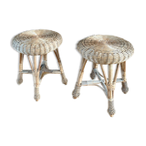 Pair of vintage bamboo stools