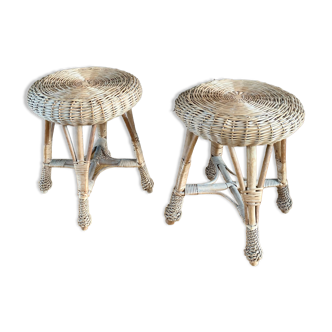 Pair of vintage bamboo stools