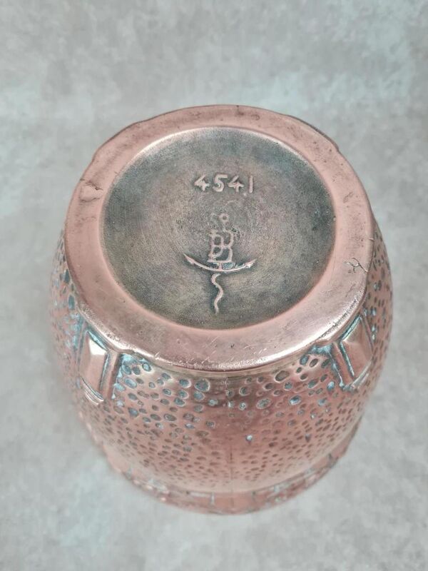Cache-pot ancien Art Nouveau Gustave De Bruyn Fives-lille �� cuivre galvanoplastie