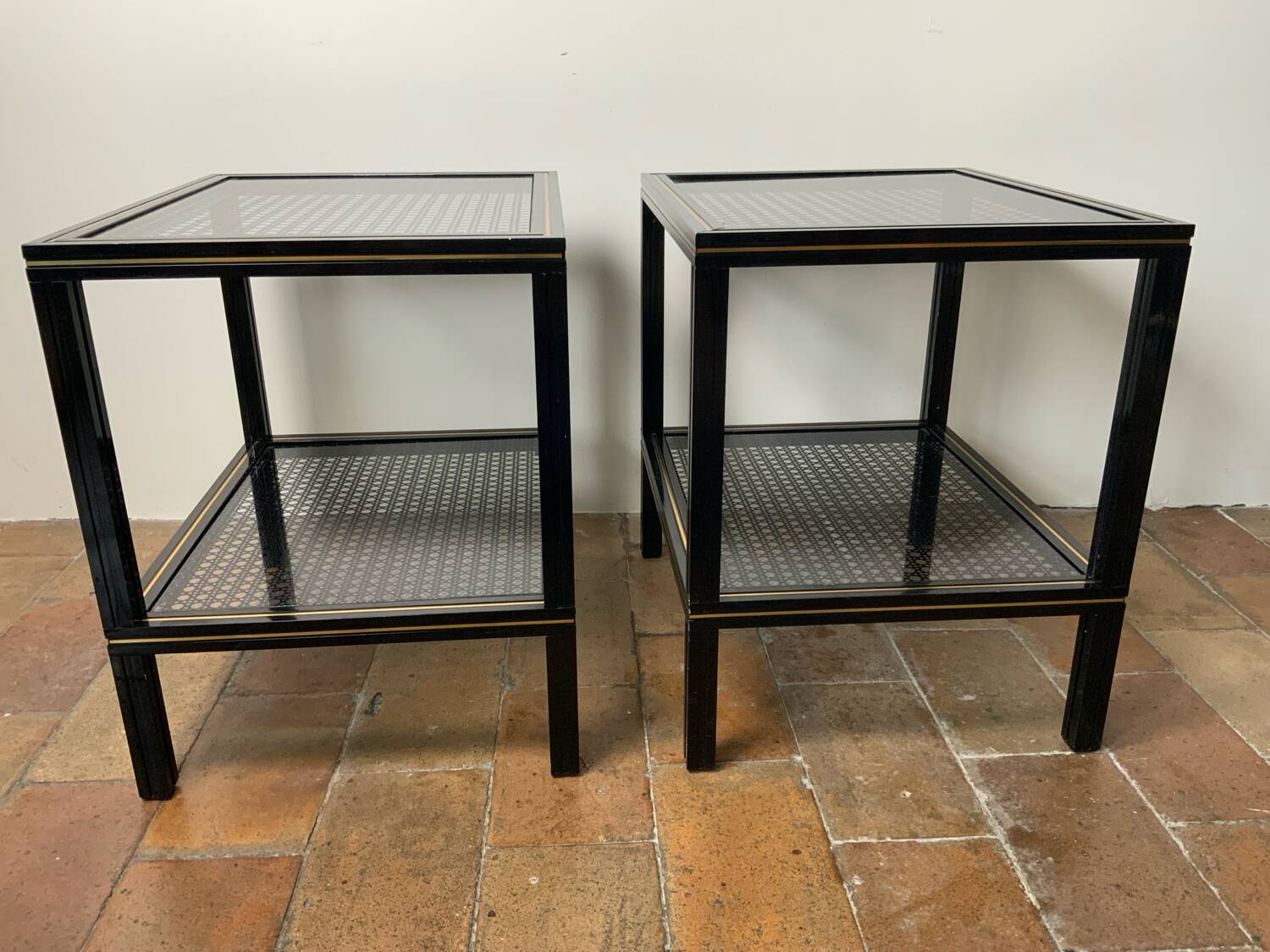 Paire de tables d’appoint vintage 70 Pierre Vandel