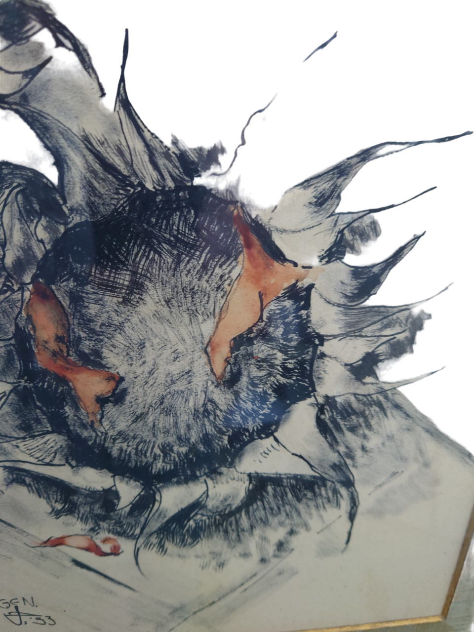 Painting under acrylic glass on bristol sheet signed bergen 1933