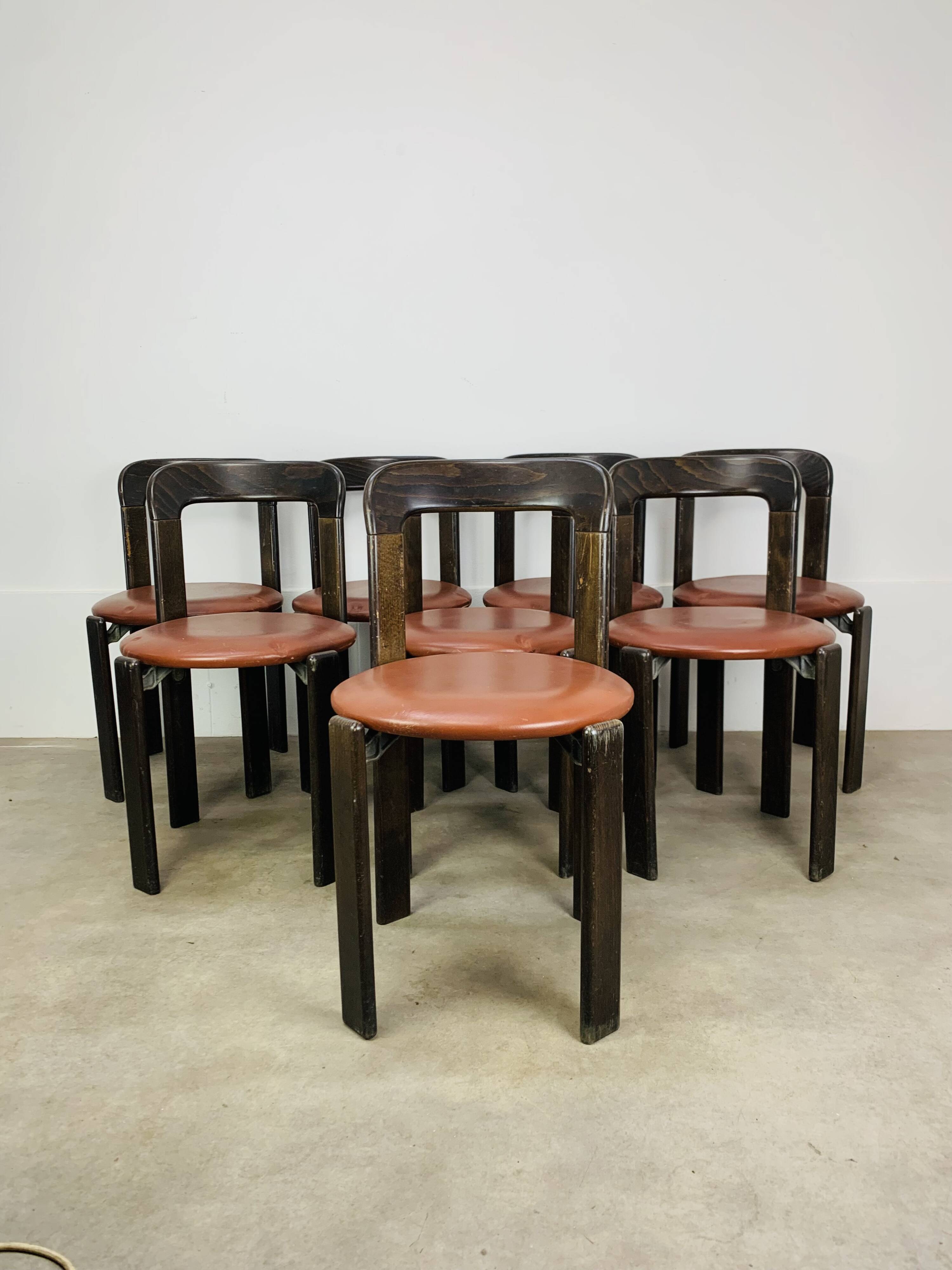 8 Bruno Rey chairs for Dietiker, workshop "Chair from Stein am Rhein"
