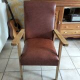 Wood armchair and imitation leather