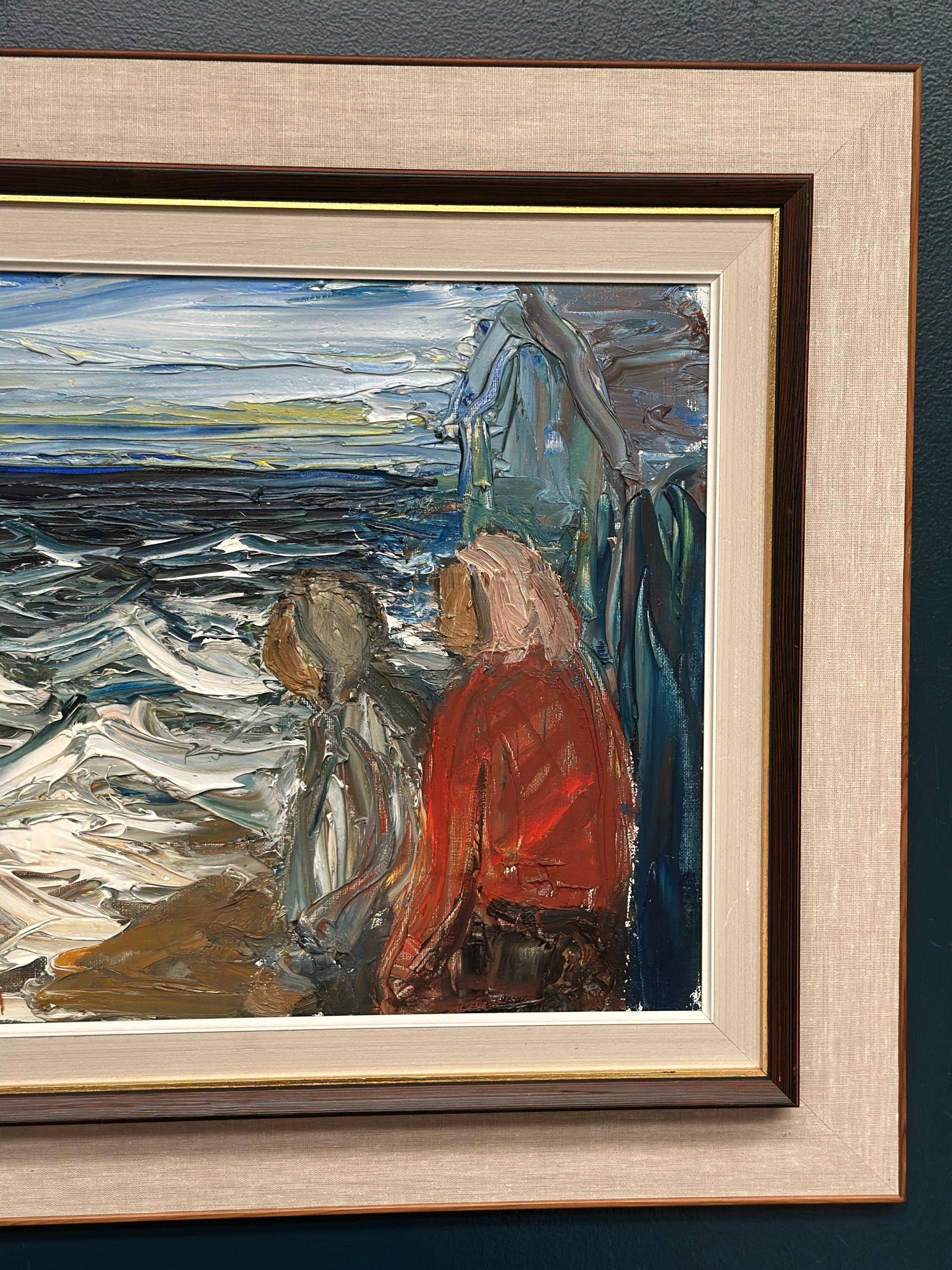 Original Swedish Oil on Canvas – “Figures” by Einar Emland – Vintage