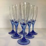Six Bormioli Rocco Cobalt Blue Champagne Flutes