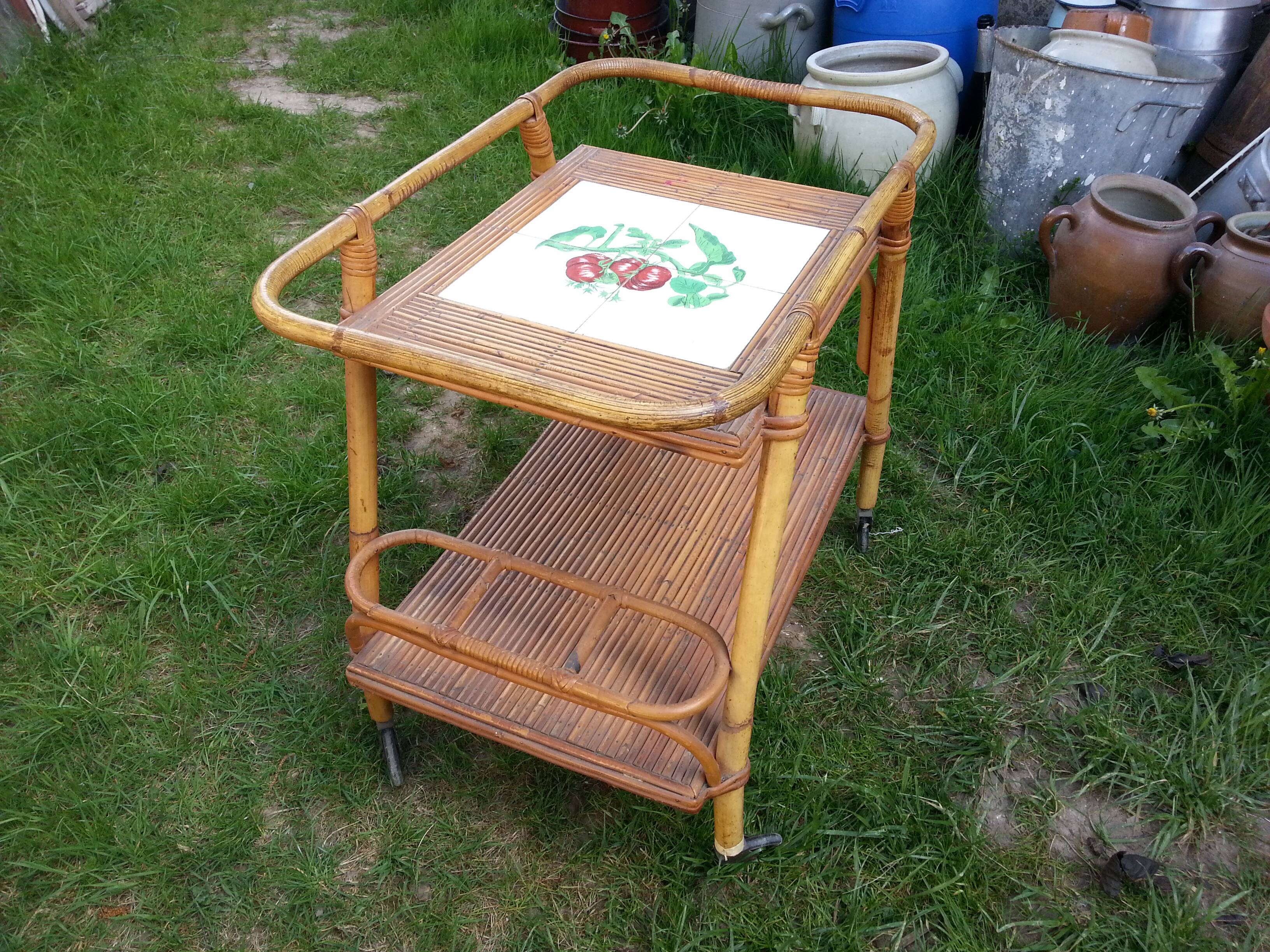 Service or bar rolling vintage 1960/70 bamboo