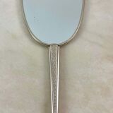 Toiletry set - metal and silk brush and hand mirror England from the 50s