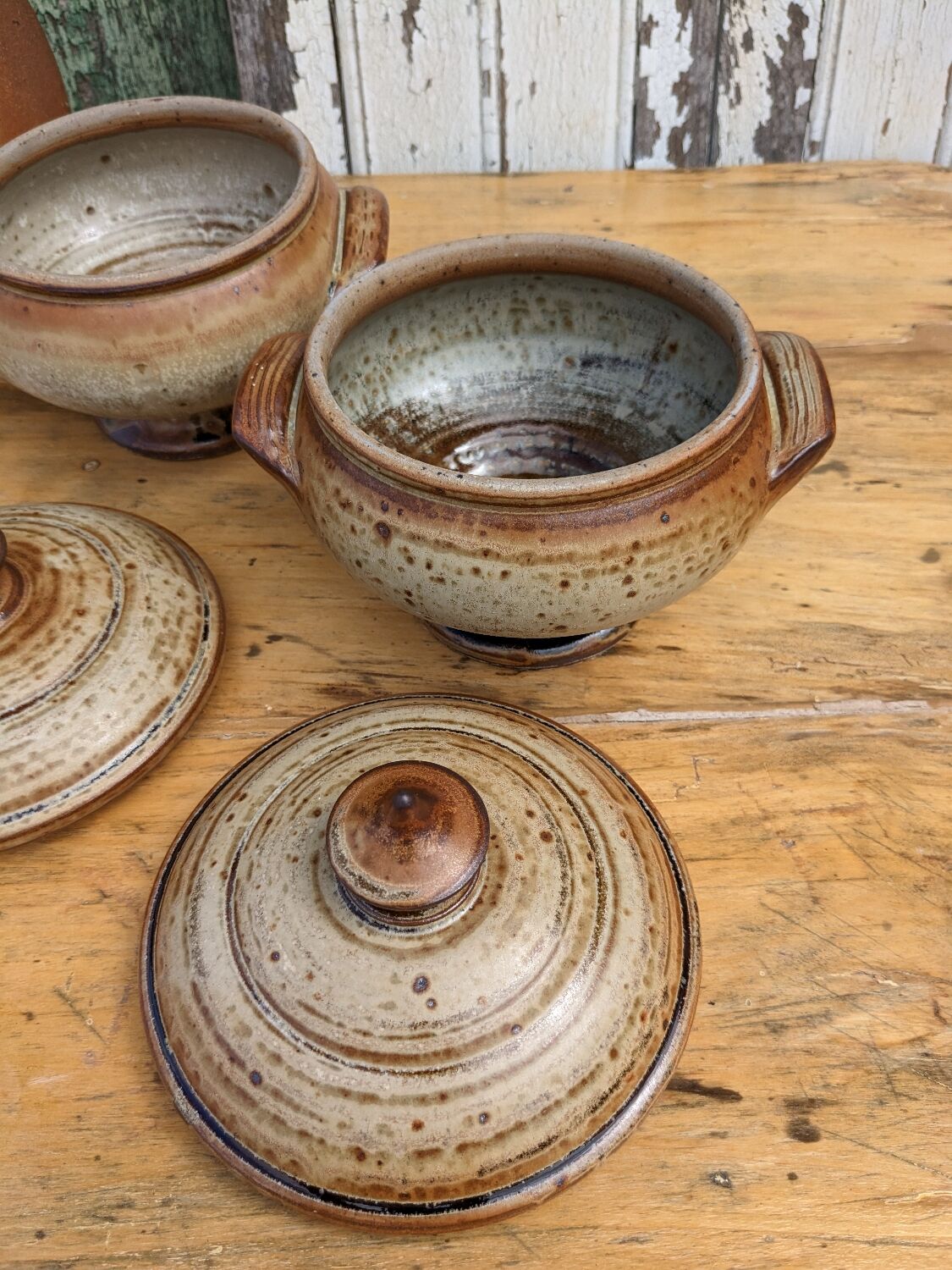 Artisanal stoneware tureen bowls