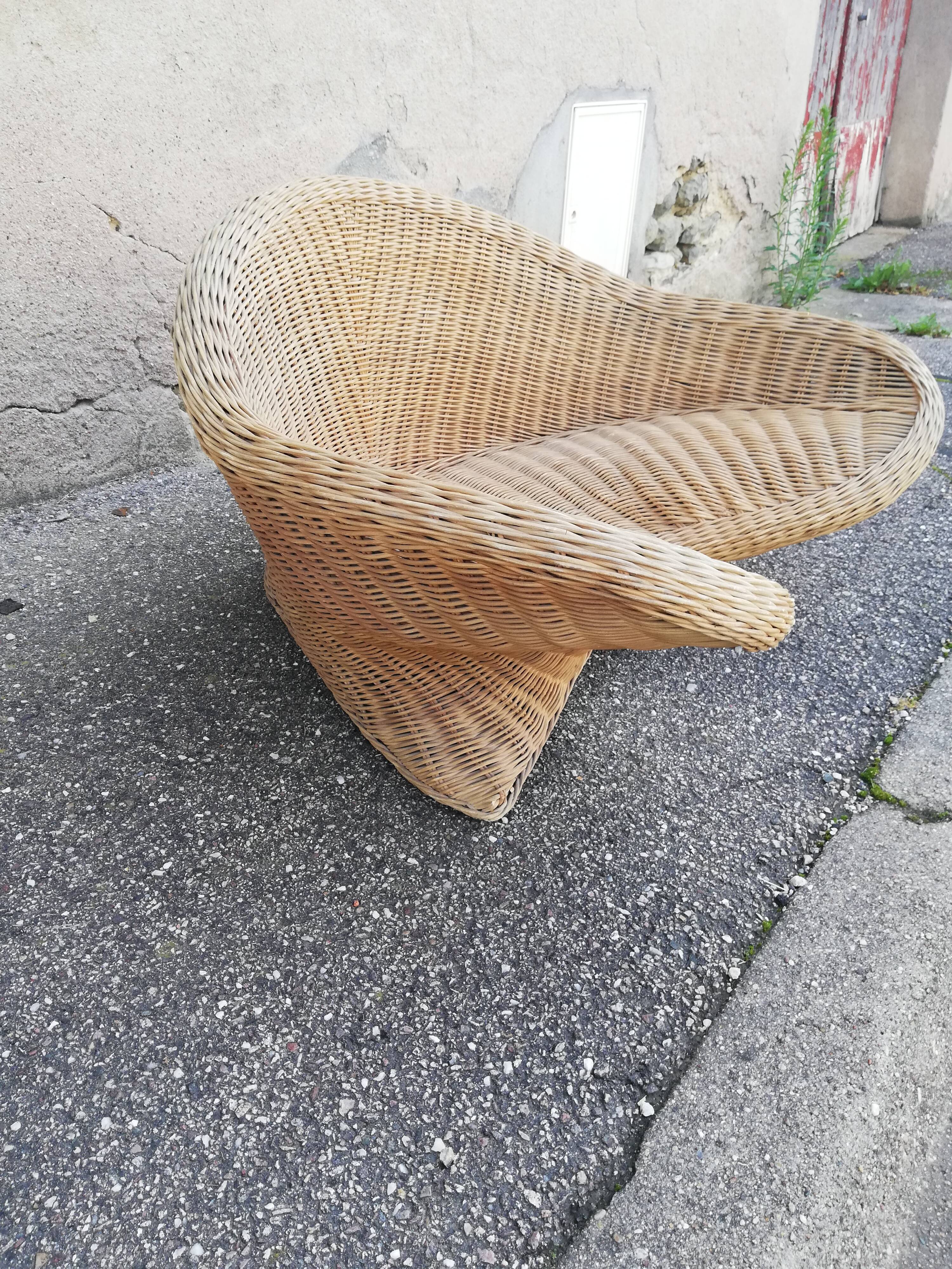 Fauteuil vintage de yoga rotin