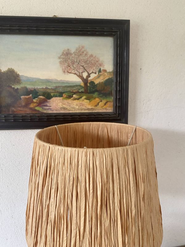 Lampe et abat-jour rafia, câble tissu 2 M
