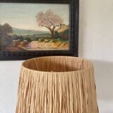 Raffia lamp and shade, 2 M fabric cable