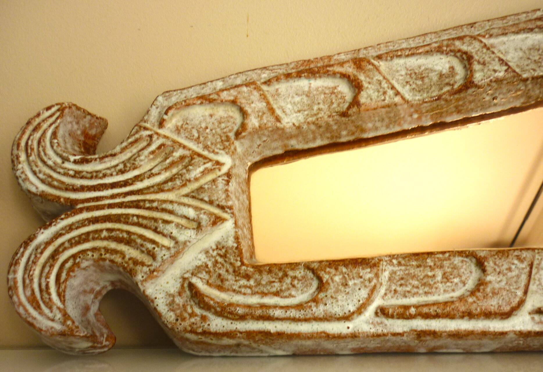 Miroir poisson, céramique émaillée, signé Robert Meynard, Vallauris, 1950