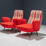 Set of 2 Italian disco chairs in original tapestry 1960s
