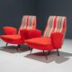Set of 2 Italian disco chairs in original tapestry 1960s