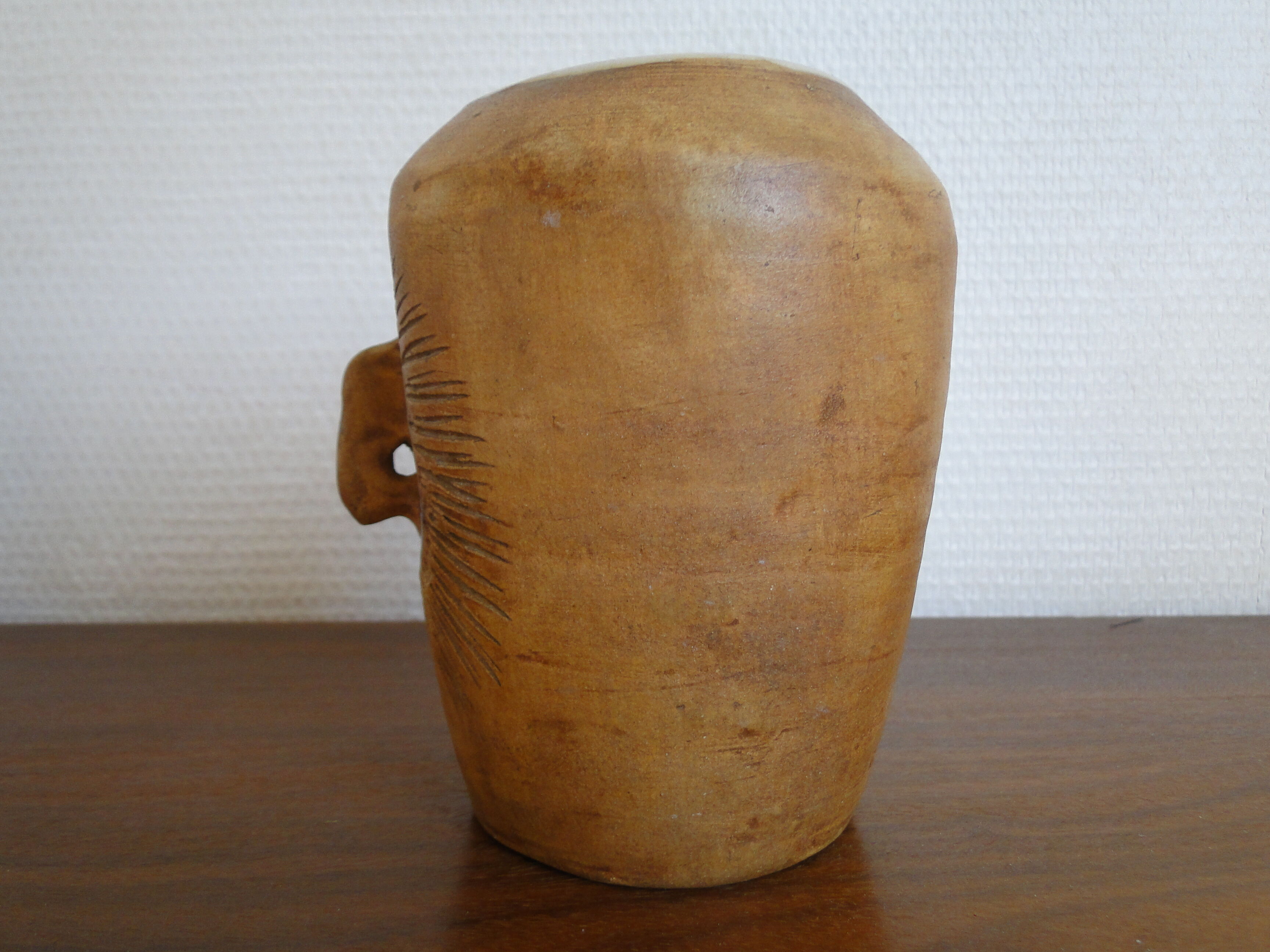 Zoomorphic vase Owl vintage pottery of the dove