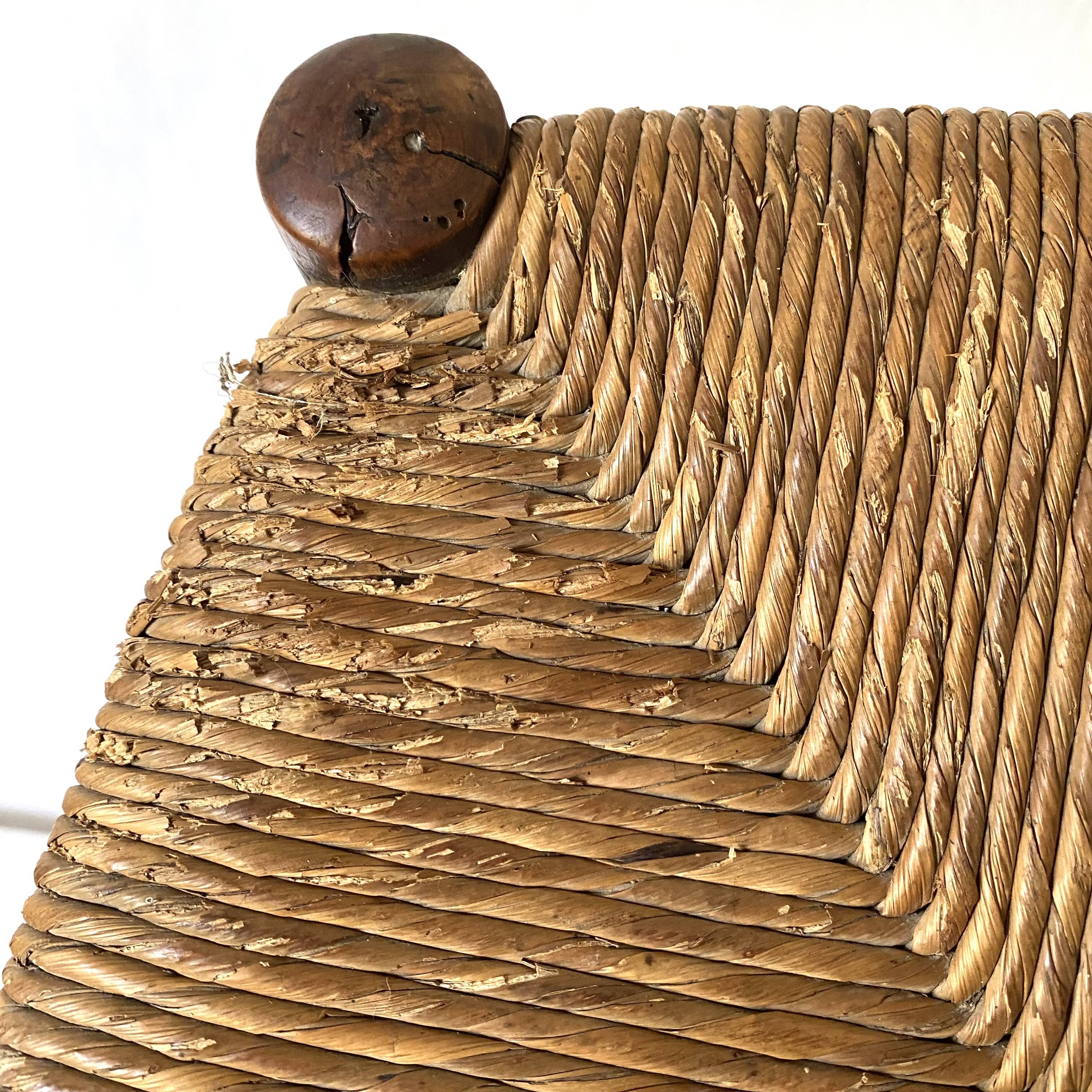 Straw and wood stool