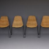 Mid-Century Wicker Chairs by Gian Franco Legler, 1950s. Set of 4