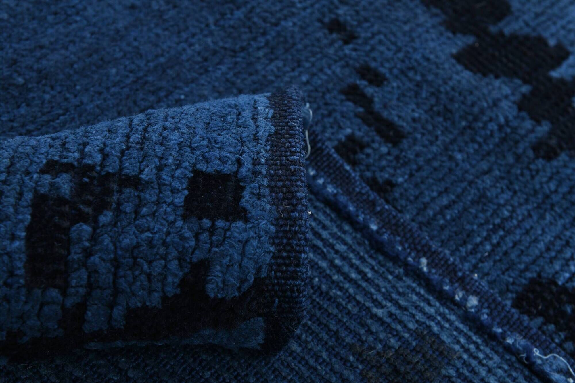 7x10 Midnight Blue Anatolian Wool Vintage Carpet, 204x296 Cm