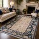 Handknotted Light Blue Rug Cream Wool Floral Zeigler Carpet Home Interior