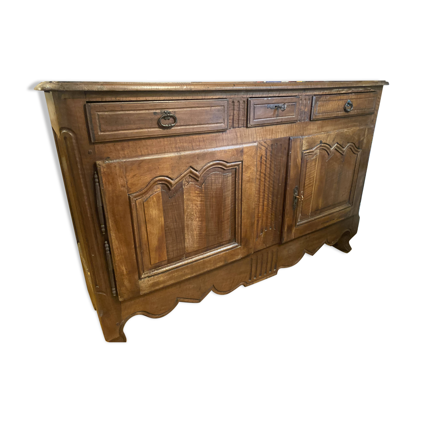 Important Louis XV style walnut sideboard.