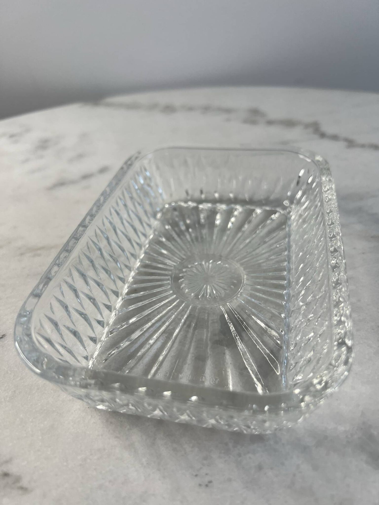 Rectangular cut glass dish 14.5x9.5cm