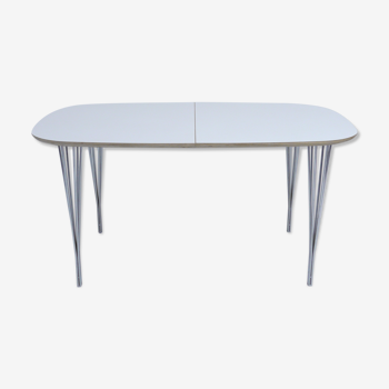 Danish extendable ellipse dining table by Haslev No 04, white