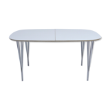 Danish Extendable Elliptical Dining Table by Haslev No 04, White