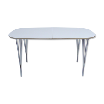 Danish extendable ellipse dining table by Haslev No 04, white