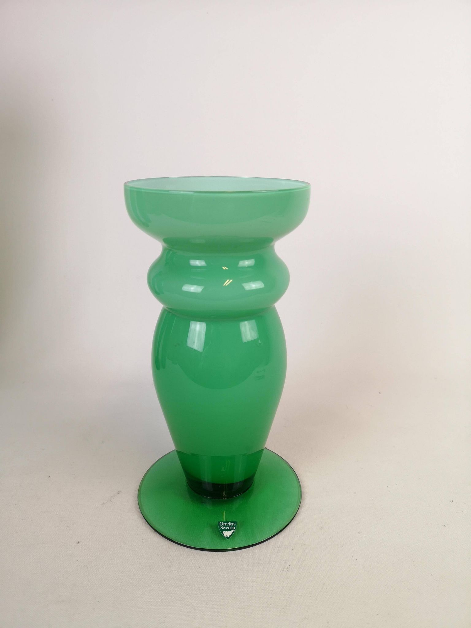 Ensemble de 3 pièces en verre vert Orrefors, Suède