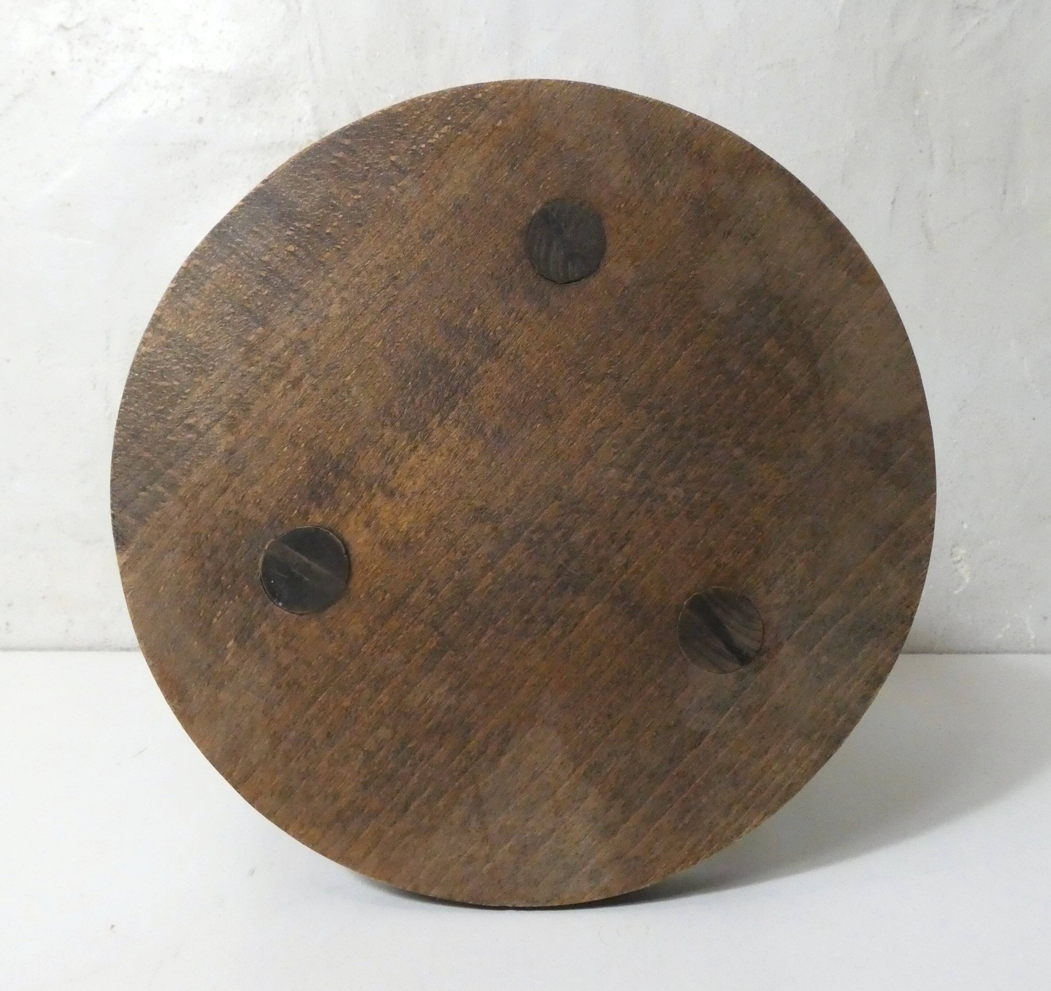 antique solid wood stool with twisted legs