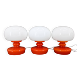 1970s Set of Three Stepan Tabery Opaline Glass Table Lamps, Czechoslovakia