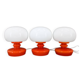 Ensemble de trois lampes de table en verre opalin Stepan Tabery des années 1970, Tchécoslovaquie