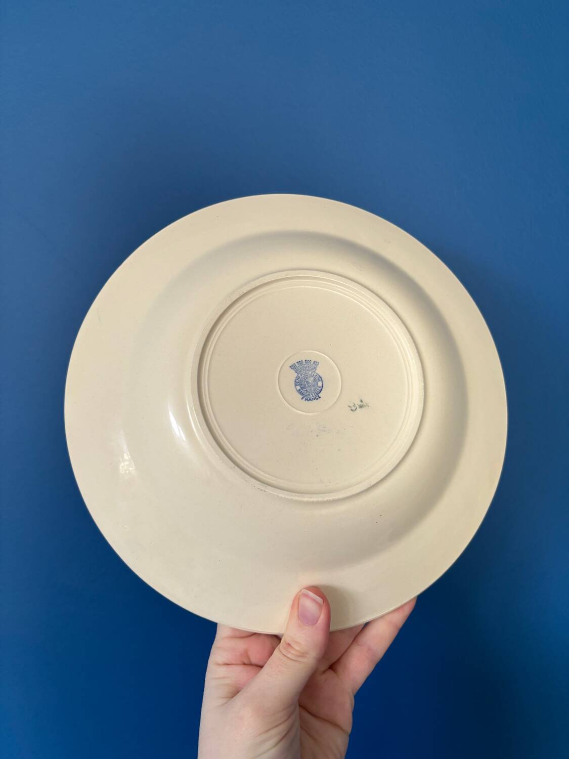 Set of graphic blue deep plates Badonviller – Semi-porcelain v