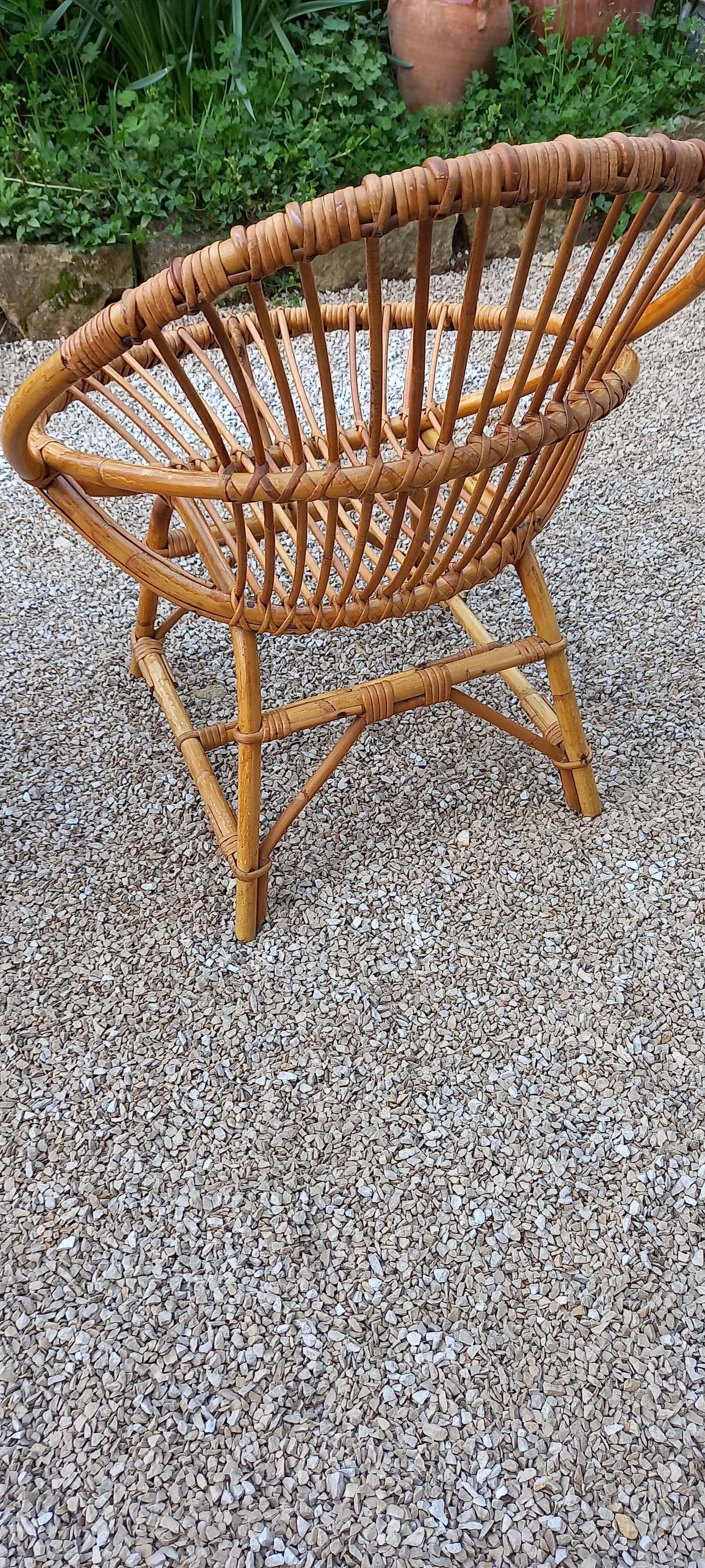 Pair of rattan basket armchairs 60s