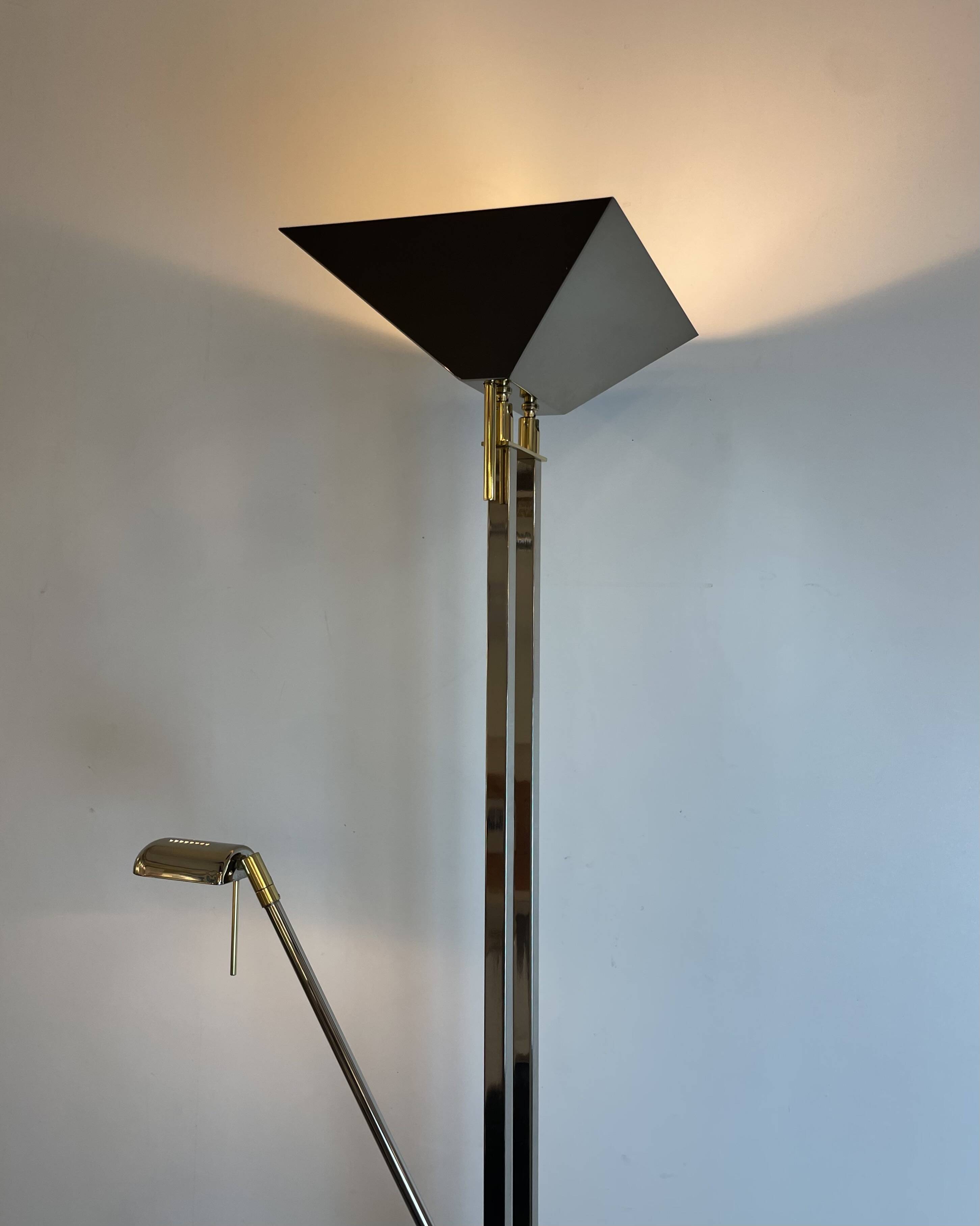 Chrome and brass floor lamp by Deknudt Belgium, 1980s
