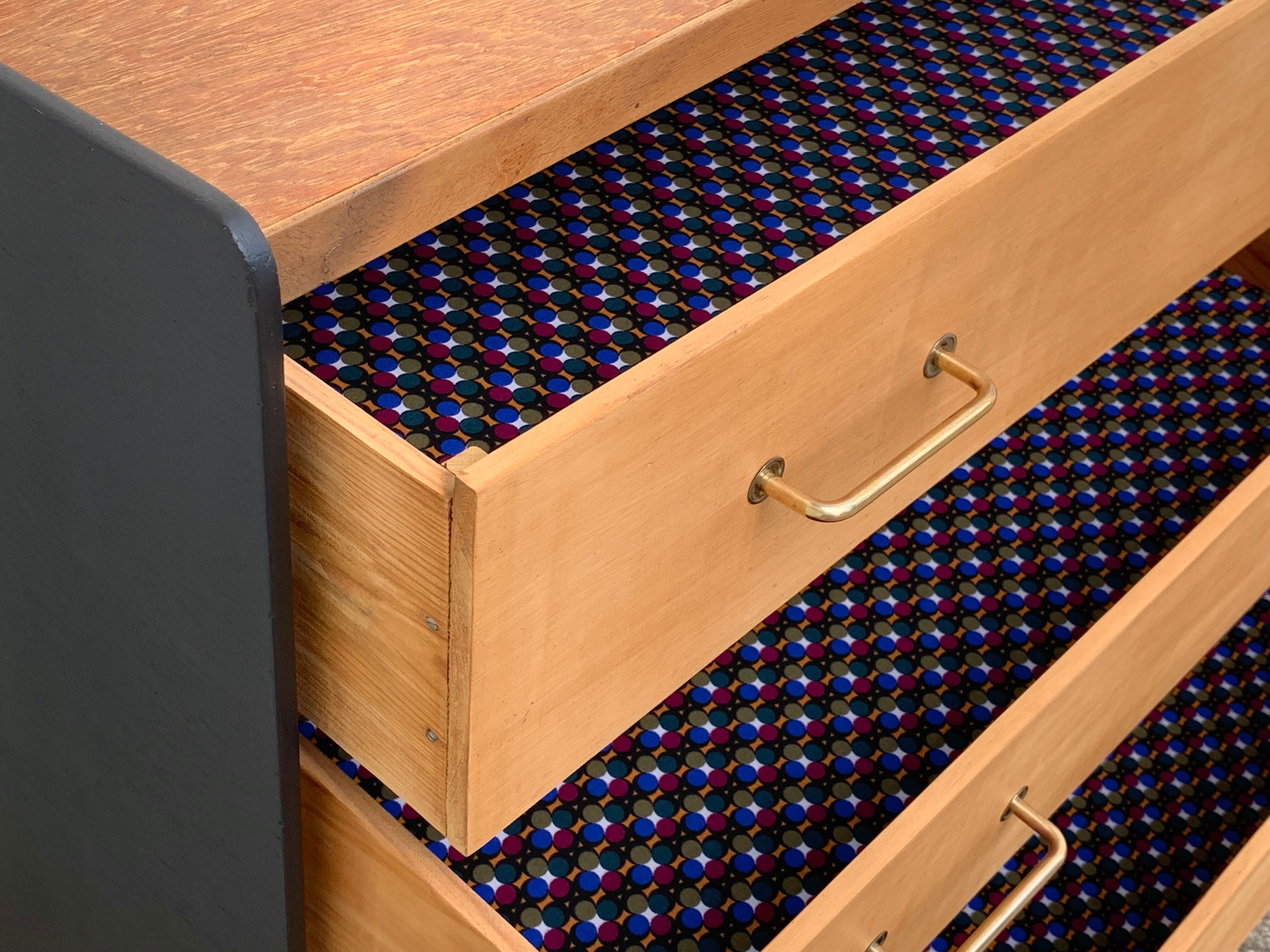 1960 compass foot chest of drawers